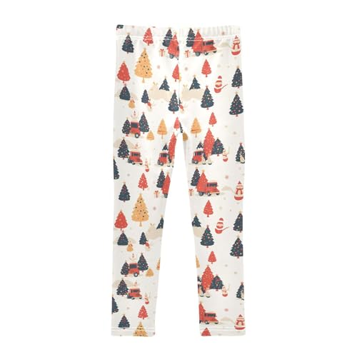 Cute Christmas Tree Red Truck Kids Girl's Leggings Soft Full Length Pants Running2