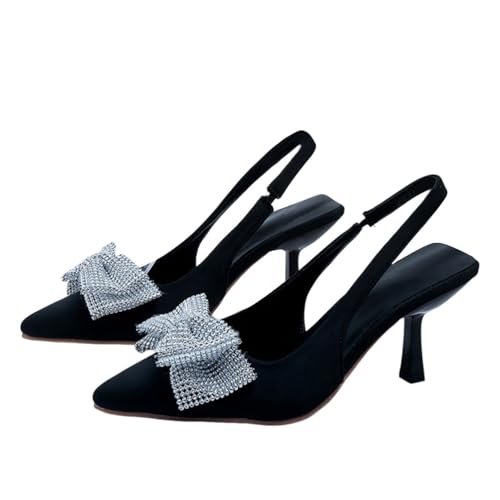 ticticlily Escarpins Femme Petits Talons Strass Élégantes Chaussure à Talon Confortable et Classique G Noir 42 EU