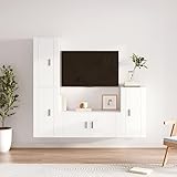 Color: blanco AUUIJKJF Inicio al aire libre Otros4 piezas TV Cabinet Set White Engineered Wood