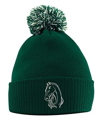 Horse Head Hat - Bobble Beanie Hat - Equestrian Gifts for Girls - Winter Beanie Hat with Cute Horse Embroidered On The Front4