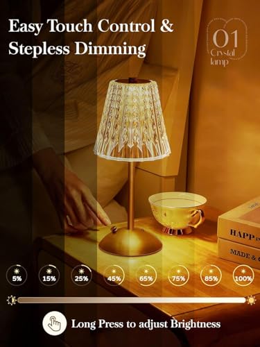 Image of One Fire Wireless Table Lamp, 3 Colours, LED Table Lamp, Battery, 10-Way Dimmable, Vintage, Touch Lamp