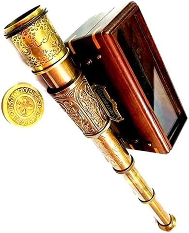 Color Brown Antique Size 16 Inch Approx. Telescope Nautical Wooden Box Pirate Spyglass Vintage Scope Handmade