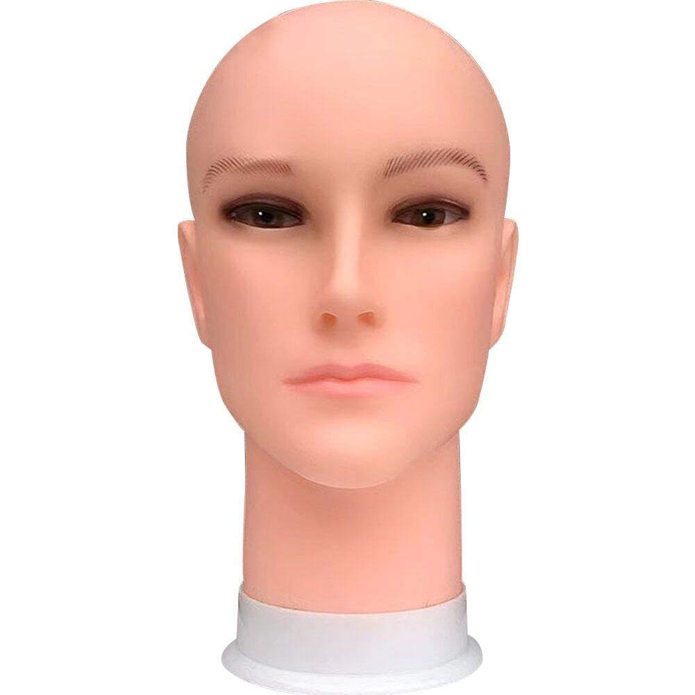 Cabeza de maniquí calva para organizar y exhibir cascos, gorros y gafas