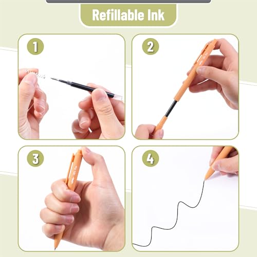 Image of Mr. Pen- Retractable Gel Pens, 12 Pack, Black Ink | Late Harvest Color Barrel, Fine Point 0.5mm, Fast Dry, Smooth Writing, Cute Pens for Drawing
