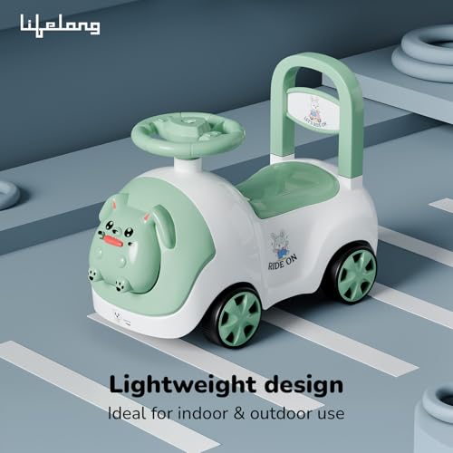 Image of Lifelong Bunny Manual Push Ride-On Toy Car with Back Support for Boys & Girls 1-4 Years, Distraction-Free, Non-Musical, Easy Installation, 50kg Capacity, Steering Wheel, Storage, Indoor Outdoor Fun