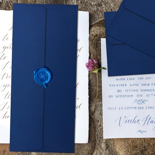 Image of Marspark 100 Qty #10 Navy Blue Business Envelopes 80 lb 4-1 /8'' x 9-1 /2'' Peel Press Letter Size Envelopes Professional Mailing Printable for Security Office Use Home Mail