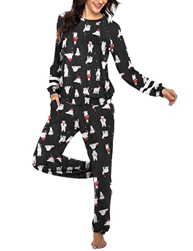 Image of Ekouaer Sweatsuits Womens Loungewear Set Tracksuit Long Sleeve Pajamas Set with Pockets 2 Piece Outfits Lounge Sets