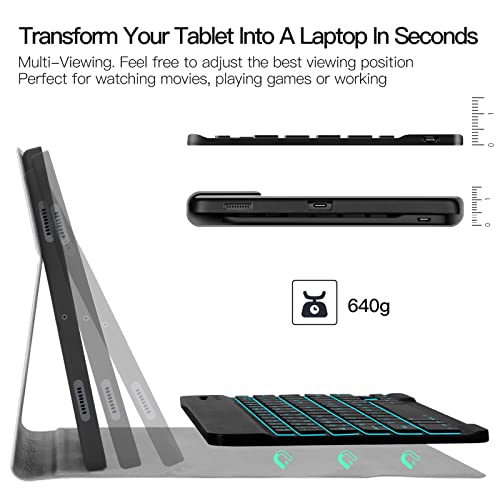 Image of JUQITECH Smart Detachable Wireless Backlit-Keyboard Case with Backlit Keyboard & S Pen Holder for Samsung-Galaxy-Tab S7 11 SM-T870 /T875 2020 Tablet [Black]