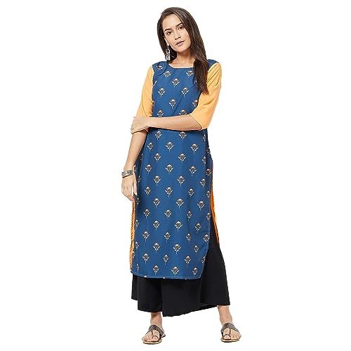 Image of LookMark Women's Crepe Red & White Color 3 /4 Sleeve Straight Printed Kurta | Kurti Combo Pack of 2