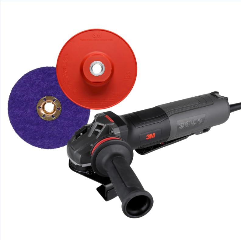 Image of 3M Electric Angle Grinder, 11129, VS, 4.5-5 in Paddle Switch, 13-Amp, 120V, for Cutting, Grinding, Polishing and Rust Removal,1 EA
