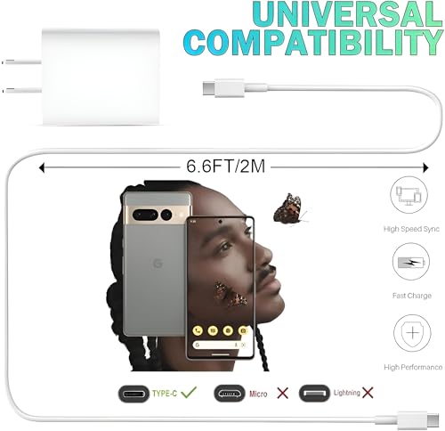 Image of Google Pixel 30W Original Type C To Type C Mobile Data Charging Cable For Pixel 9 Pro XL 9 Pro 8 Pro /8 /8A /7 Pro /7 /7A /6 Pro /6 /6A /Chromebook /Buds /And Other USB C Device Support Phone 2 /1,White,2M