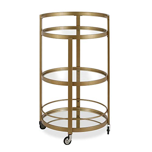 Image of Henn&Hart 21 inch Wide Round Bar Cart in Brass, Bar Carts for the Home