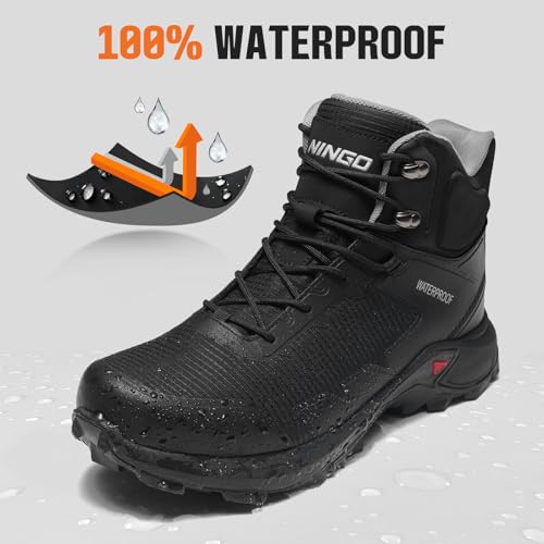 NINGO Men's Hiking Boots Waterproof Hiking Shoes Trail Shoes Lightweight Trekking Boots Comfortable Breathable Outdoor Boot Mid Ankle Boot for Camping, Backpacking, Mountain Trails4