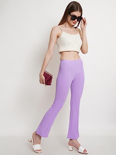 Image of POPWINGS Casual Solid Regular Fit Solid Trouser for Women || Pull On Trouser for Women || Semi-Formal Work Women Trouser for Summer || Stylish Western Trouser