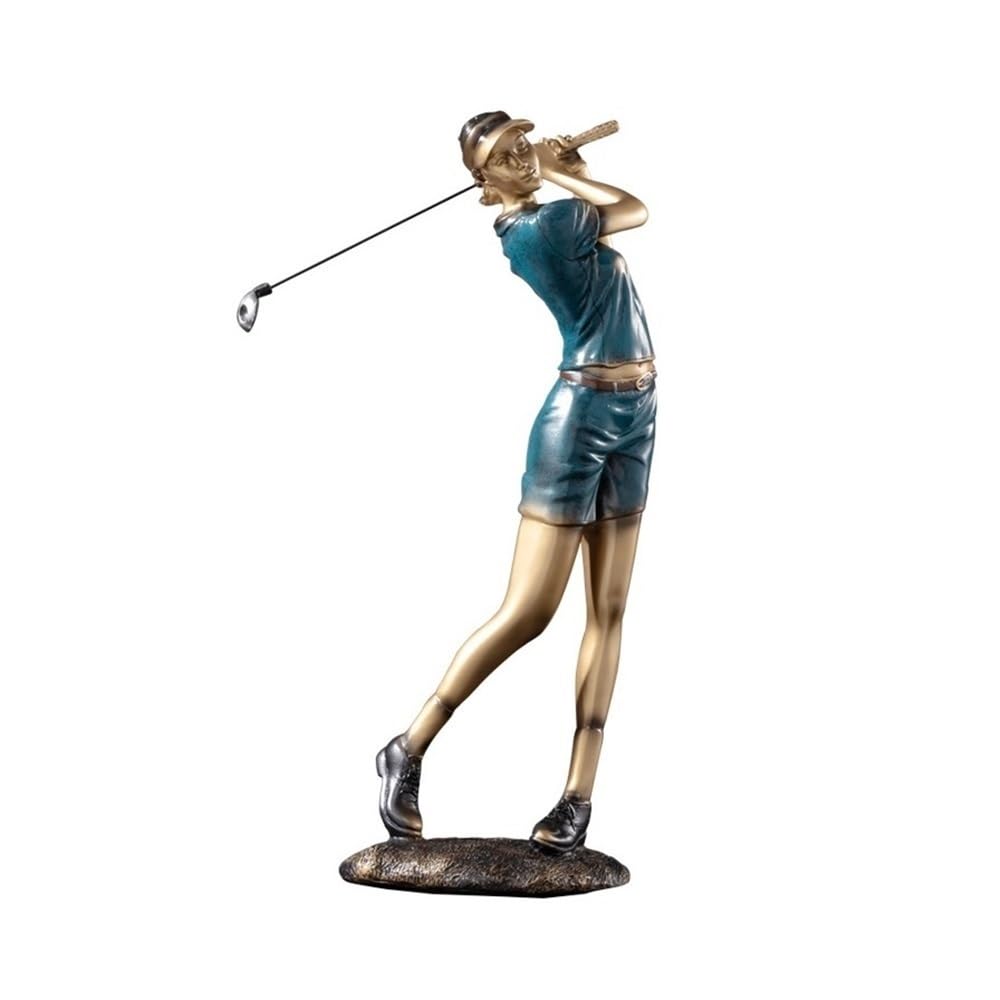 RUOXIUKHBZPS Golf Figurine Statue Golfer Decoration Arts Home Decor Sculpture Polyresin Blue 20 inch(Small)