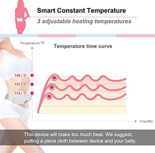 Image of Portable Cordless Heating Pad for Cramps, Electric Waist Belt Device, Fast with 3 Heat Levels and Massage Modes, Back or Belly Women Girl