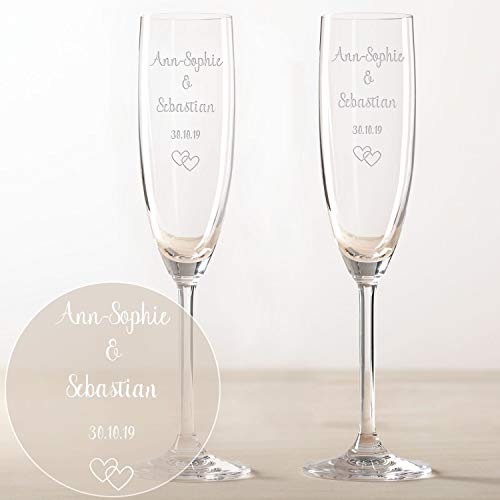 Leonardo Sektgläser mit Namensgravur und Herzen - 2