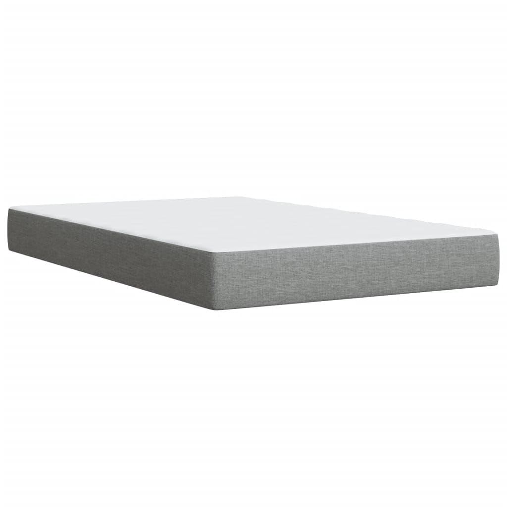 vidaXL Boxspringbett, Polsterbett Bett mit Matratze Matratzenauflage, Bettgestell mit Kopfteil Lattenrost, Doppelbett für Schlafzimmer, Hellgrau 120x200cm Stoff