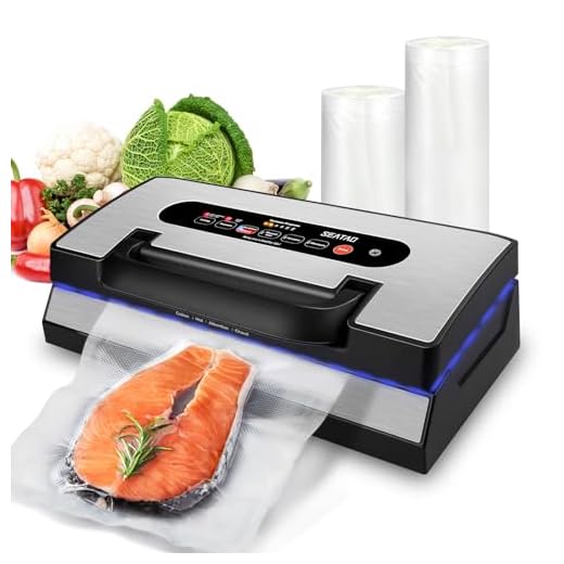 SEATAO VH5188 Automatic Vacuum Sealer Machine, 90kPa Multifunction Commercial Food Vacuum Sealer Machine Preservation, Dry & Moist & Food & Extended Modes, Starter Kit with Built-in Roll Storage & Cutter, Handle Locked Design, LED lights, Double Seal