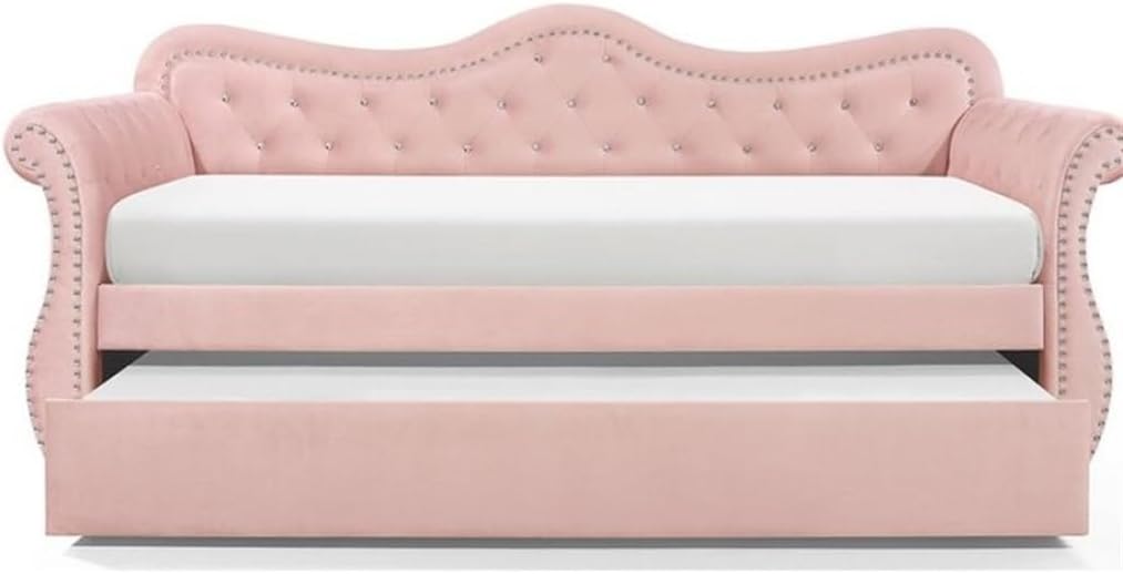 Upholstered Velvet Wood Daybed with Trundle in for Indoor Living Room, Bedroom Furniture