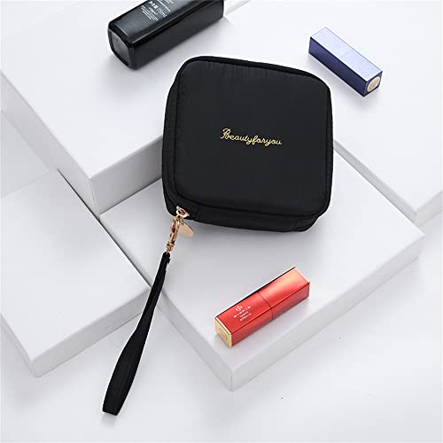 Diyomr Small Makeup Case,Lipsticks Zipper Bag With Wrist Strap,Travel Toiletry Pouch Coin Purse Cosmetic Organizer For Women And Girls (Mysterious Black) #TOP1