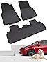 TAPTES All-Weather Floor Mats for Tesla Model Y 2021 2022 Accessories Custom Fit TPE Car Floor Liners Cargo Tray Trunk Waterproof Floor Mats Black Snowproof(1st & 2nd Row, Black)