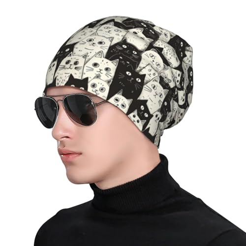Cat Beanie Chemo Hats for Women Men Cute Pet Slouchy Cancer Headwear Stretchy Skull Cap Soft Knitted Hat Nightcap Chemo Gifts — view 5
