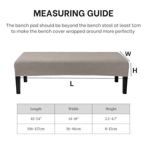 Image of SearchI Dining Bench Cover, Stretch Washable Long Bench Seat Covers, Rectangle Dining Table Bench Slipover for Dining Room, Living Room, Kitchen(Taupe Jacquard)