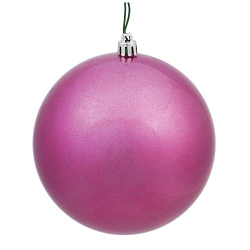 Vickerman N592045DCV Candy Ball Ornament with Shatterproof & UV Resistant, Pre-drilled Cap Secured & 6" of Green Floral Wire, 8", Mauve