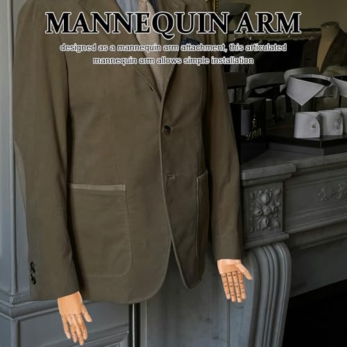 Brazo de maniquí flexible con dedos articulados de madera maciza natural 7
