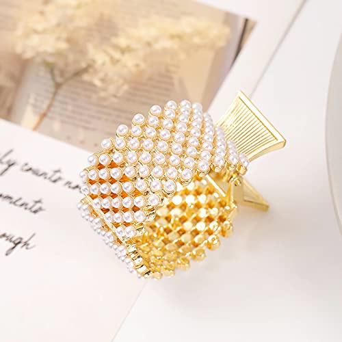 4 Styles High Ponytail Hair Clips, Rhinestone Hair Barrettes Pearl Spring Metal Claw Clips, Hair Cuff Clips Decorative Ponytail Buckle Holder For Women Girls Thick Thin Hair Accessories Birthday Gift #TOP6
