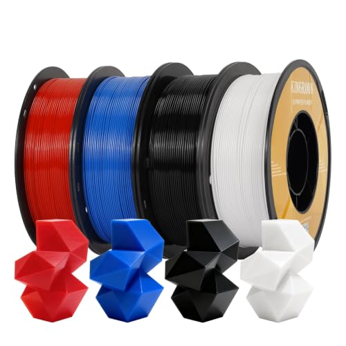 Kingroon High Speed PETG Printer Filament 1.75mm, Rapid Printer Filament 30-600mm/s Hyper Printing Filament, Dimensional Accuracy +/- 0.03 mm, 4 kg Plastic Spool (8.8lbs（Black&White&Red&Blue）