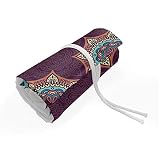 ABAKUHAUS etnico Trousse à Crayon Enroulable, Cultura, Organisateur de Crayon Durable & Portatif, 48 Trous, Multicolore