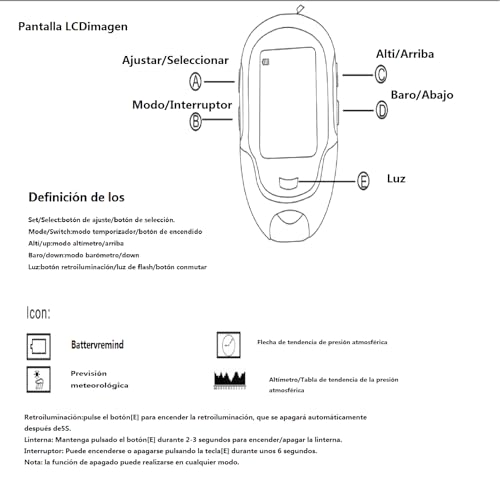 Leapiture FR500 Outdoor Multifunktionaler Auto-Höhenmesser, Barometer, Thermometer, Hygrometer, Kompass, Digitaler Höhenmesser Mit Mehreren Funktionen, Tragbarer Wander-Höhenmesser