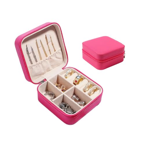 Mini Estojo Porta Jóias Portátil com Zíper para Viagens (ROSA)