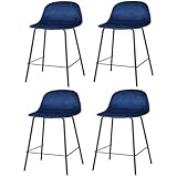 blu, 42 x 44 x 104 cm Set di 4 sgabelli da bar, design in velluto, colore: blu