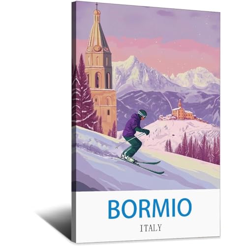 Affiche Bormio Italy poster vintage décoration murale montagne retro 50x75 cm