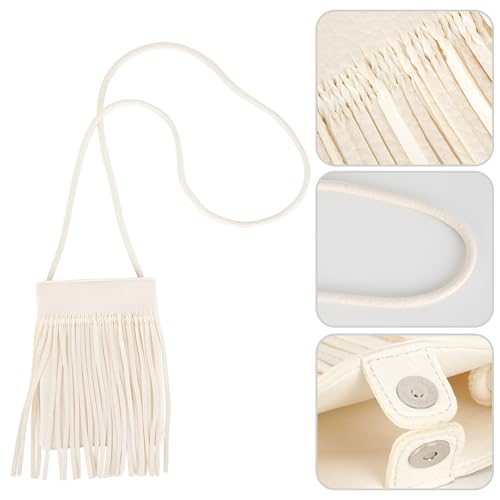 Image of Women Leather Fringe Messenger Bag Mini Hobo Crossbody Tassel Shoulder Bags