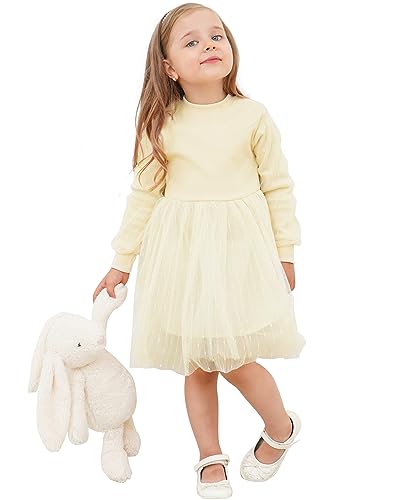 BFUSTYLE Cute Tutu Dress Beige Tulle Dresses 12 Months Sweater Dress for Baby Girls Kids Children Princess