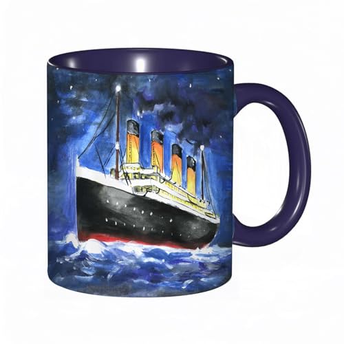 SDAEMQ Tazas de Café, Taza de Cerámica para Té y Café - Regalo Original - 330 ml - Desayuno Tazas Tazas graciosas,Este es el boceto del barco. Es una combinación de colores para el libro infantil. Es