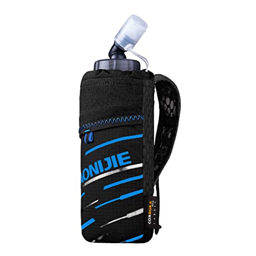 TRIWONDER Soft Flask Handheld Water Bottle for Running Quick Grip Chill 17 oz BPA Sport Handheld Soft Water Bottle with Hand Strap Hydration Pack (02 Black - 500ml)