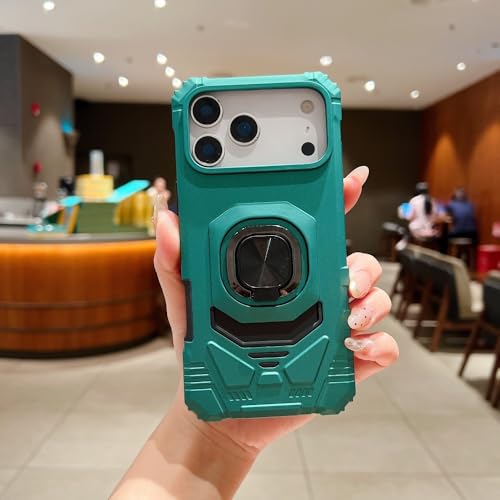 Coque iPhone 16 Pro Max vert foncé antichoc avec anneau support de protection