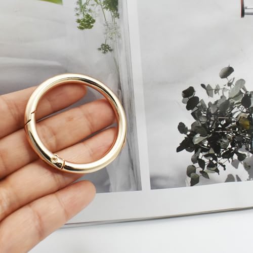 Bytiyar 10 pcs 2 inch (50 mm) Big Round Carabiners Clips Metal Trigger Spring O Rings Snap Hooks DIY Charms Accessory for Keychains Bags Purses Crafts Making,Light Gold Large by Bytiyar - Image 2