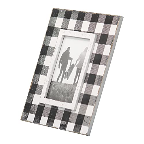 Foreside Home & Garden White Buffalo Plaid 4X6 Inch Wood Decorative Picture Frame #TOP6