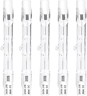 Luxvista R7S 78mm 80W Halogen Bulb Dimmable, J78 T3 Linear Halogen Pencil Lamp 1390lm Spotlight for Floor Lamps, Landscape Lights, Security, Streetlight (5-Pack, Warm White 2800K)