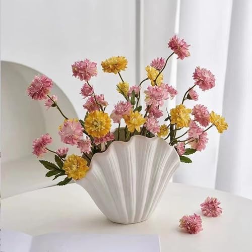 7.5 Inch Mini Shell Vase for Dried Flowers Boho Plastic Coastal Vase Seashell Shaped Decorative Flowers Planter for Beach Wedding Centerpiece Table Decorations Home Bedroom Living Room Decor