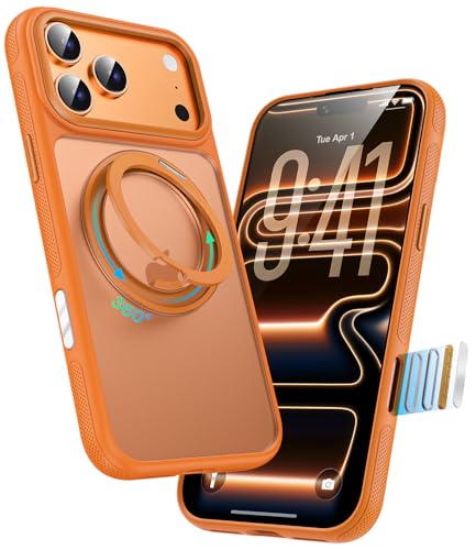 Image of for iPhone 17 Pro Max Case, Compatible with MagSafe, Slim Shockproof Military-Grade Rugged Protective Case with Stand, Camera Control, Comfort Grip (D-Orange, iPhone 17 Pro Max)