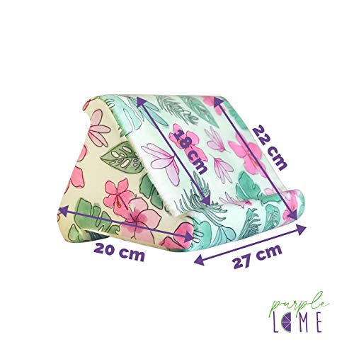 Purple Lime Floral Cheese Plant Tablet and Book Cushion Pillow Stand Holder - Image 3
