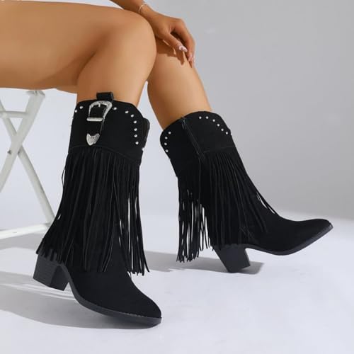 Bottes de cowboy à bout pointu pour mollet large chic