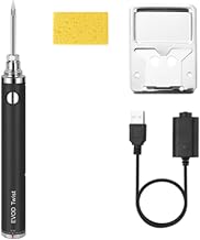 Oikabio Soldador alimentado por batería de 5 V, 15 W, con soldador recargable por USB, soldador de voltaje ajustable, color negro